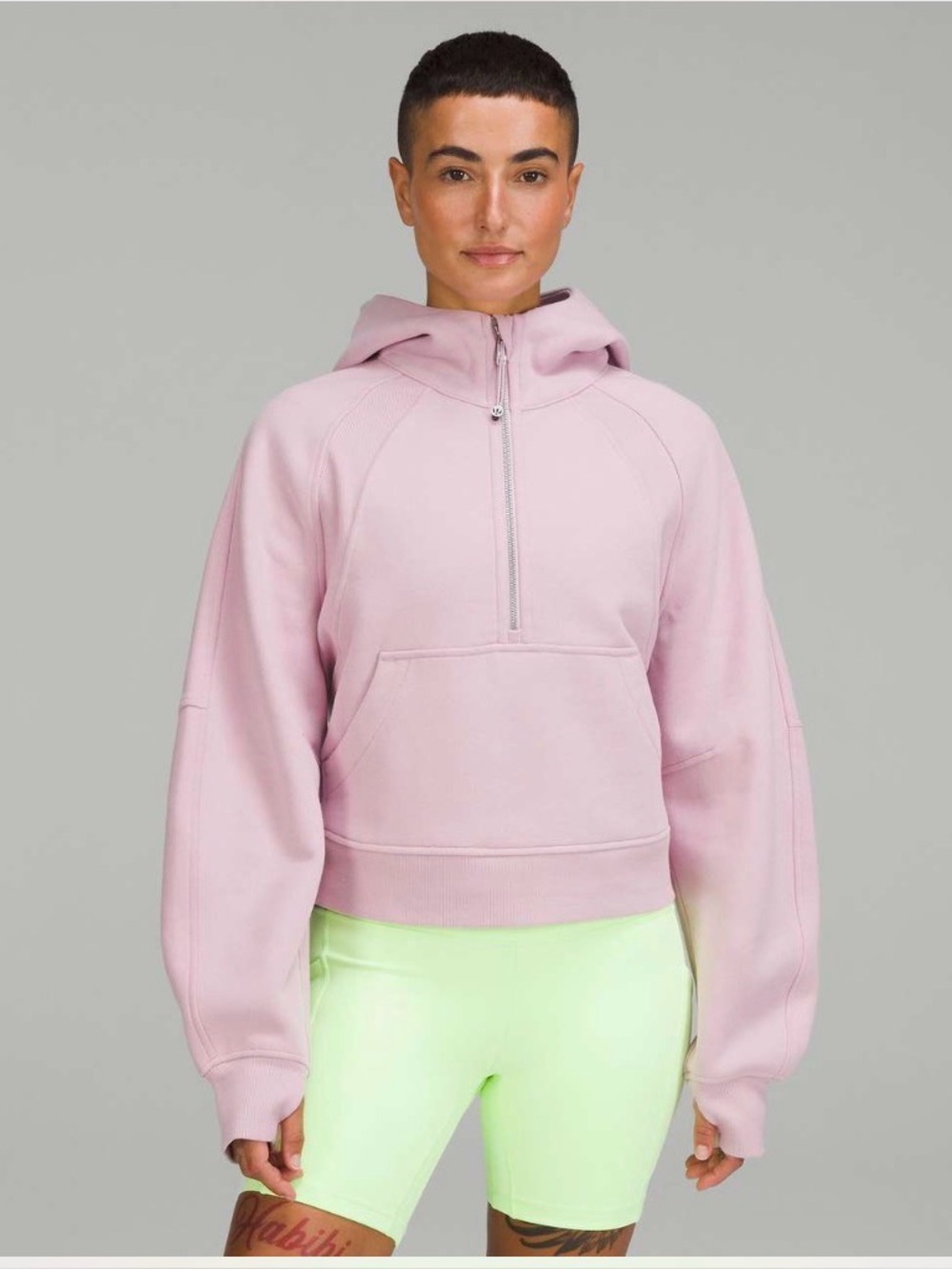 Lululemon Athletica Women’s Half Zip Cropped Hoodie Sweatshirt, Pink Size M/L
